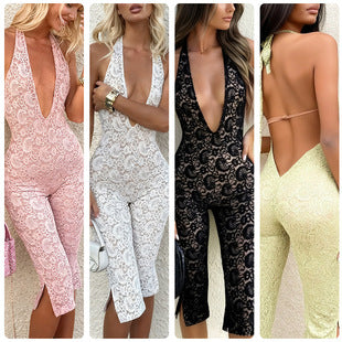 Rosalie — Ivory Lace Long-Sleeve Jumpsuit