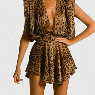 Léonie — Leopard Print Wrap Romper
