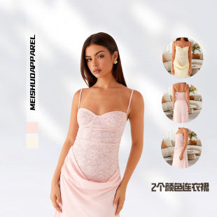Ninon — Pink Satin Cowl Mini Dress