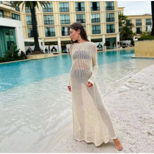 Célestine — Ivory Sheer Knit Maxi Cover-Up