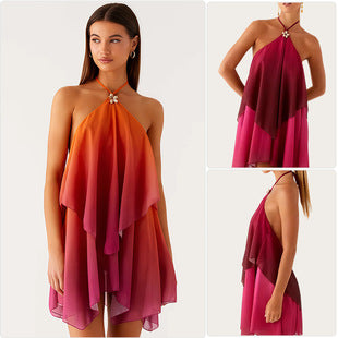 Ondine — Sunset Ombré Chiffon Halter Dress