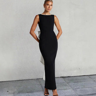 Agathe — Black Sleeveless Column Maxi Dress