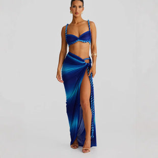 Azélie — Cobalt Sequin Halter Maxi Dress