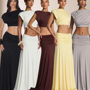 Théodora — Convertible Wrap Crop Top & Maxi Skirt Set