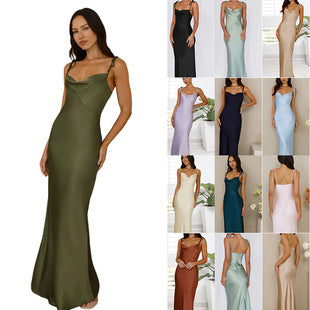 Fernande — Olive Halter Maxi Gown