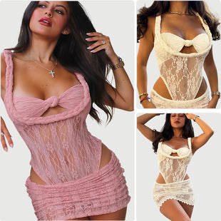 Rosalinde — Pink Metallic Fringe Mini Dress
