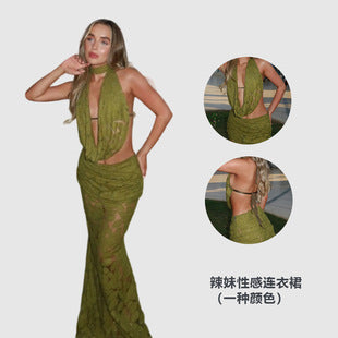 Léontine — Olive Beaded Mermaid Gown