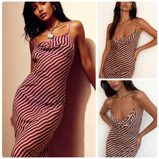 Rosine — Red Striped Slip Dress