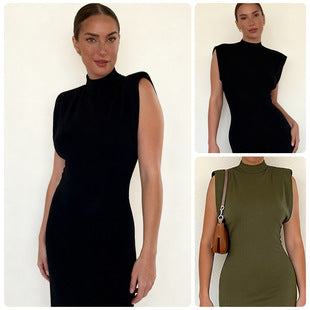 Noémie — Black Pleated-Hem Mini Dress