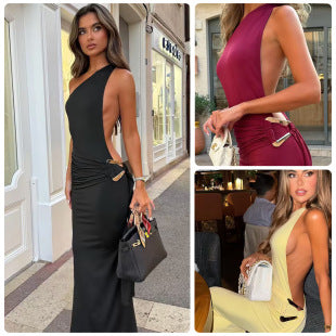 Isaure — Black Cutout Halter Mini Dress