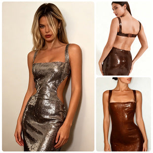 Marion — Bronze Sequin Cami Mini Dress