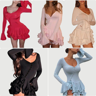 Roselyne — Pink Ruffle Tiered Mini Dress
