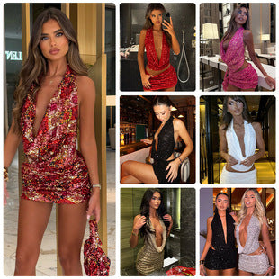 Bibiane — Burgundy Sequin Romper