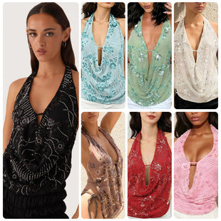 Céladon — Teal Sequin Fringe Mini Dress