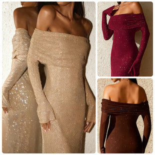 Orlane — Beige Off-Shoulder Sequin Set
