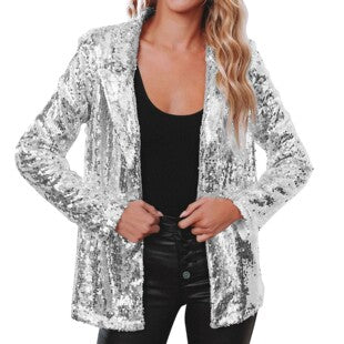 Cendrine — Silver Sequin Blazer