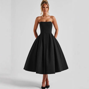 Perrine-Louise — Black Off-Shoulder Ruffle Mini Dress