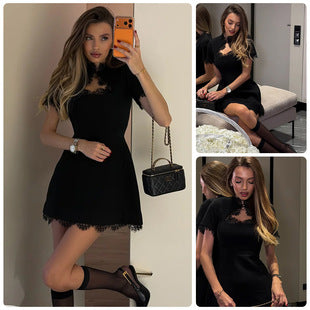 Isaline — Black Structured Mini Dress
