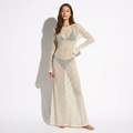 Célestine — Ivory Sheer Knit Maxi Cover-Up, front view