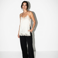 Pauline — Ivory Satin Lace-Trim Cami Top, front view