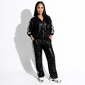 Joséphine — Black Sequin Zip Jacket & Trouser Set, front view
