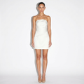 Simone — Ivory Strapless Draped Mini Dress, front view
