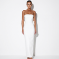 Aveline — White Strapless Column Midi Dress, front view