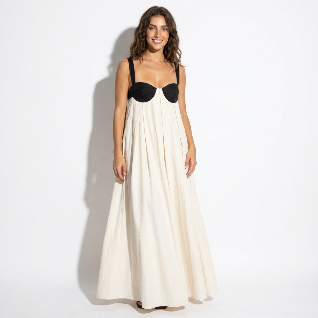 Agathe — Black Sleeveless Column Maxi Dress, front view