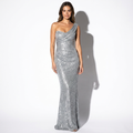 Faustine — Silver Sequin Mermaid Gown, front view