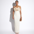 Marceline — Ivory Floral Appliqué Bustier Dress, front view