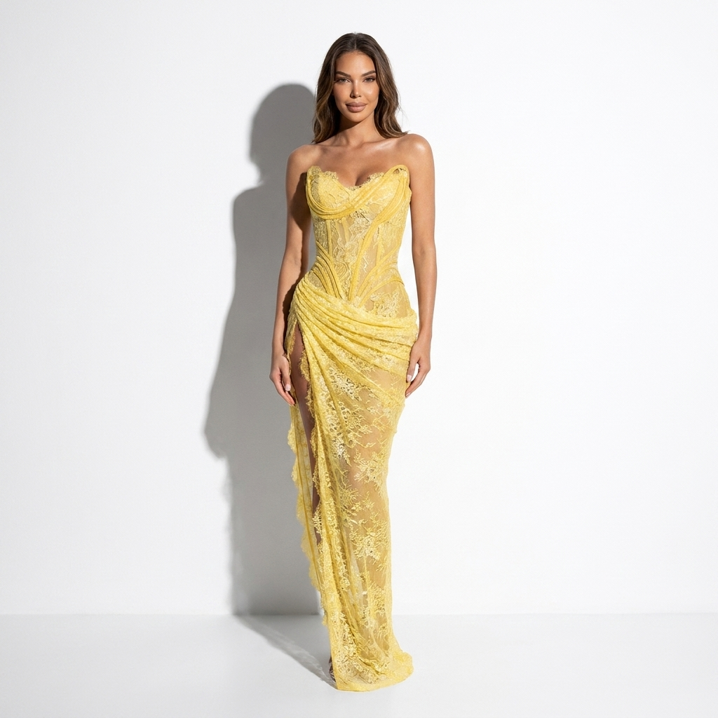 Adalène — Champagne Sequin Cowl Mini Dress, front view