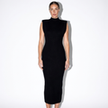 Noémie — Black Pleated-Hem Mini Dress, front view