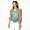 Clémentine — Orange Lace Balloon-Sleeve Dress, front view