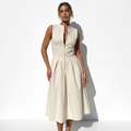 Céleste — Teal Cutout Halter Dress, front view