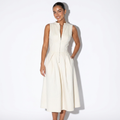 Ombline — Ivory Pleated Plunge Gown, front view