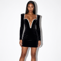 Elvire — Black Cutout Sweetheart Mini Dress, front view