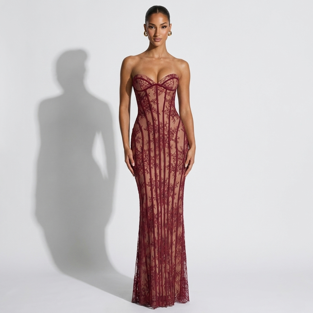 Doralice — Rose Gold Sequin Gown, front view