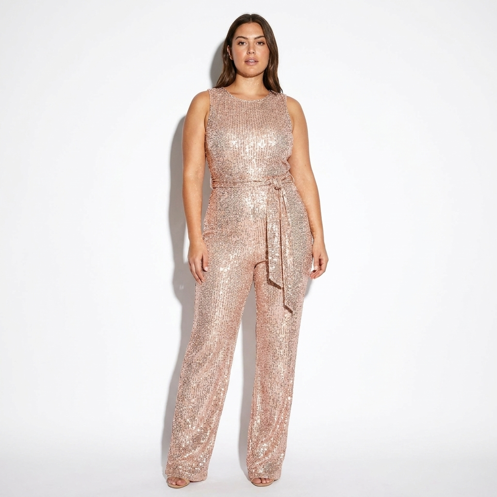 Rosette — Pink Ombré Sequin Sheath Dress, front view