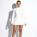 Pénélope — White Peplum Mini Dress, front view