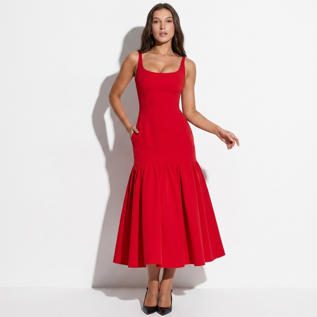 Lucienne — White Halter Midi Dress, front view
