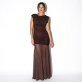 Suzon — Chocolate Draped One-Shoulder Gown, front view