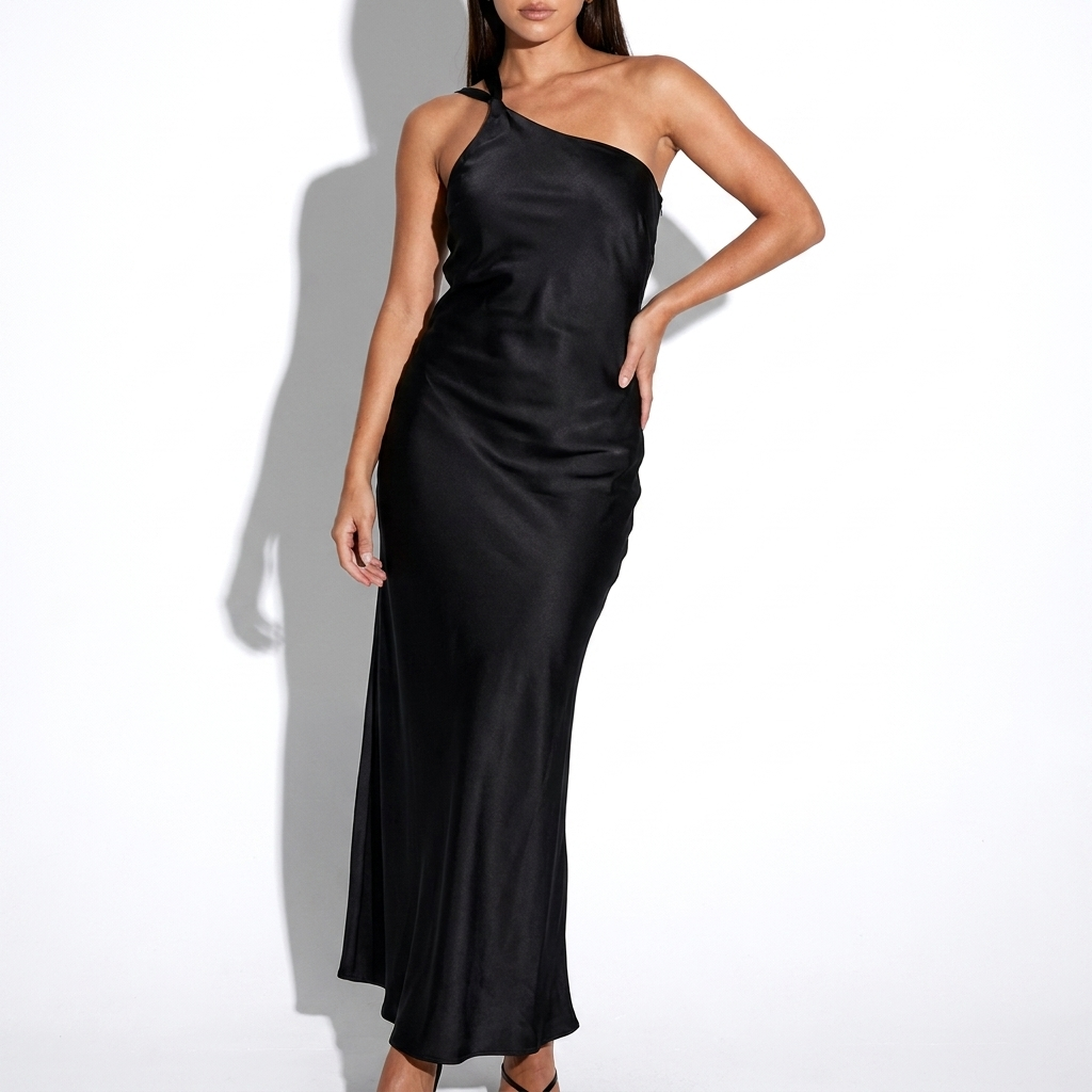 Valérie — Black Bodycon Midi Dress, front view