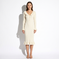 Aurélienne — Gold Sequin Plunge Gown, front view