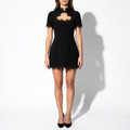 Isaline — Black Structured Mini Dress, front view