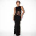 Françoise — Black Plunge Textured Mini Dress, front view