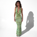Rosine-Marthe — Pink Satin Cowl Gown, front view