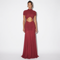 Odélie — Black Long-Sleeve Slit Gown, front view