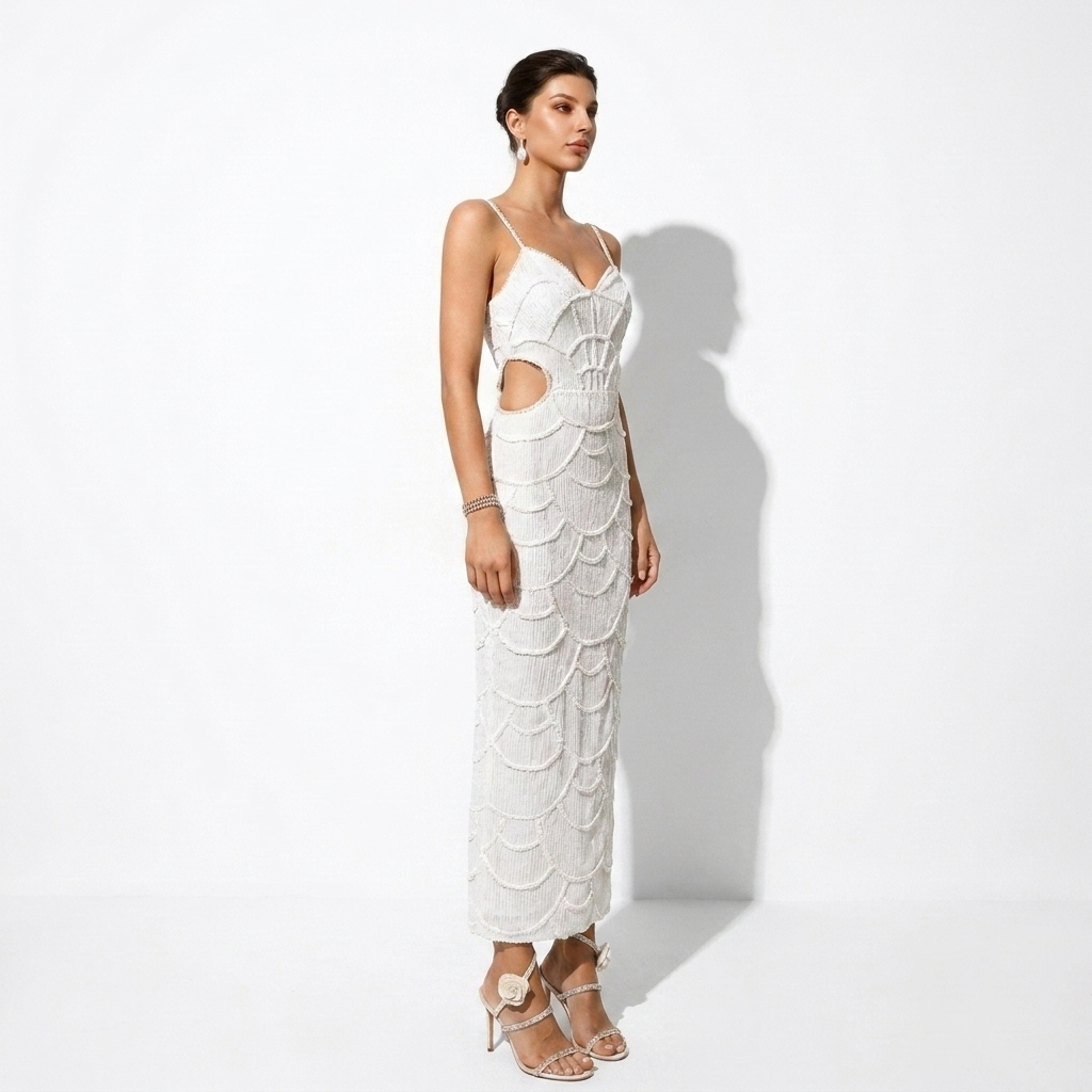 Éloise — Ivory Satin Cowl Slip Bridal Gown, side view