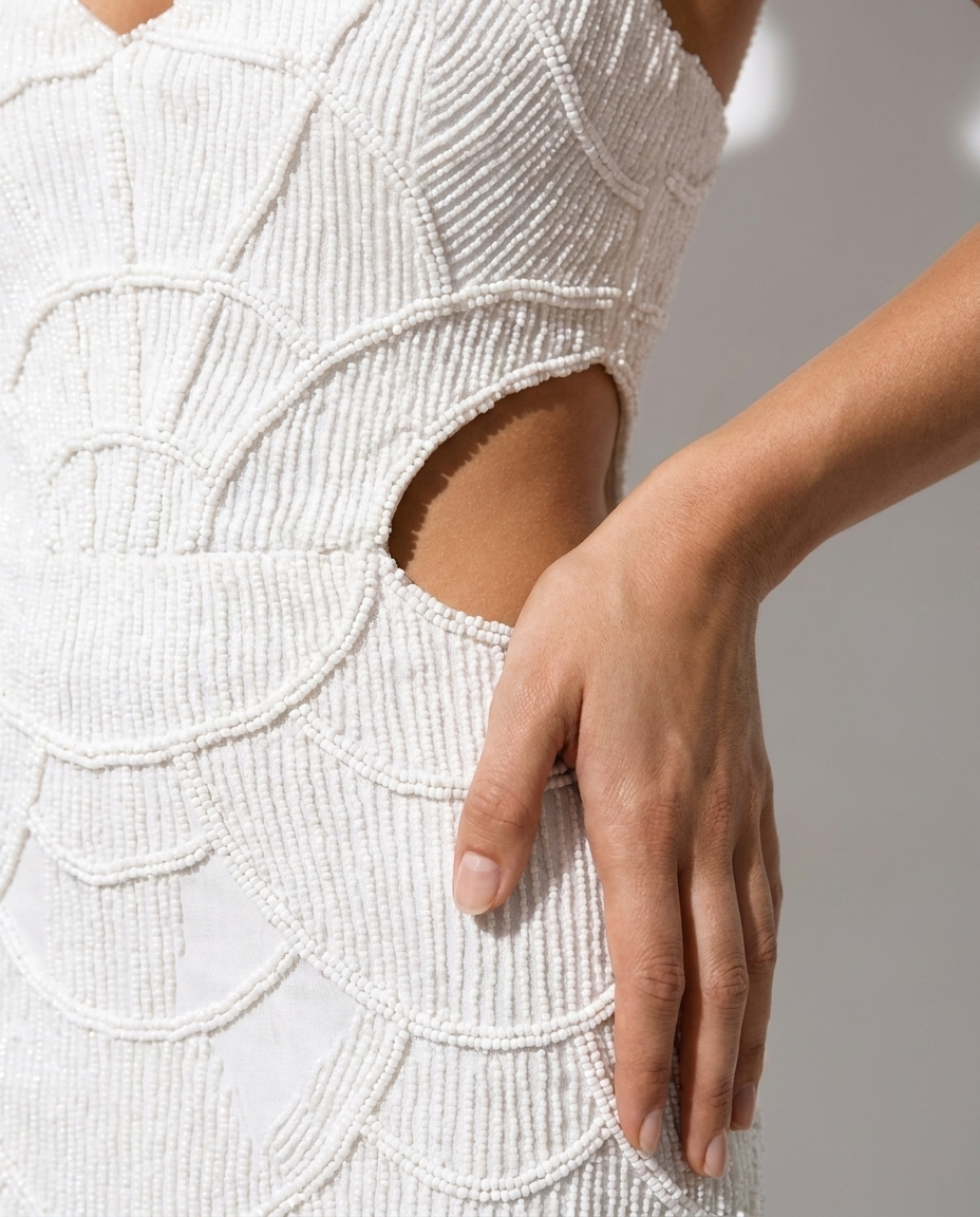 Éloise — Ivory Satin Cowl Slip Bridal Gown, detail