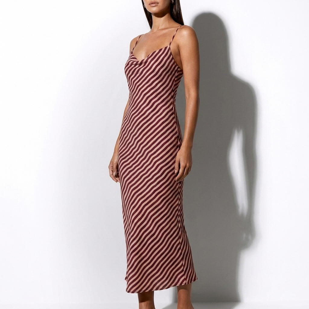 Rosine — Red Striped Slip Dress, side view